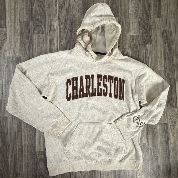 New York Popular Cream Charleston Appliqué Hoodie Sweatshirt Unisex M-L - Picture 1 of 5